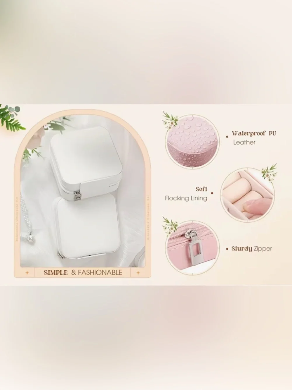 Mini Travel Jewelry Box Classic Cream or Light Pink Jewelry Organizer Box